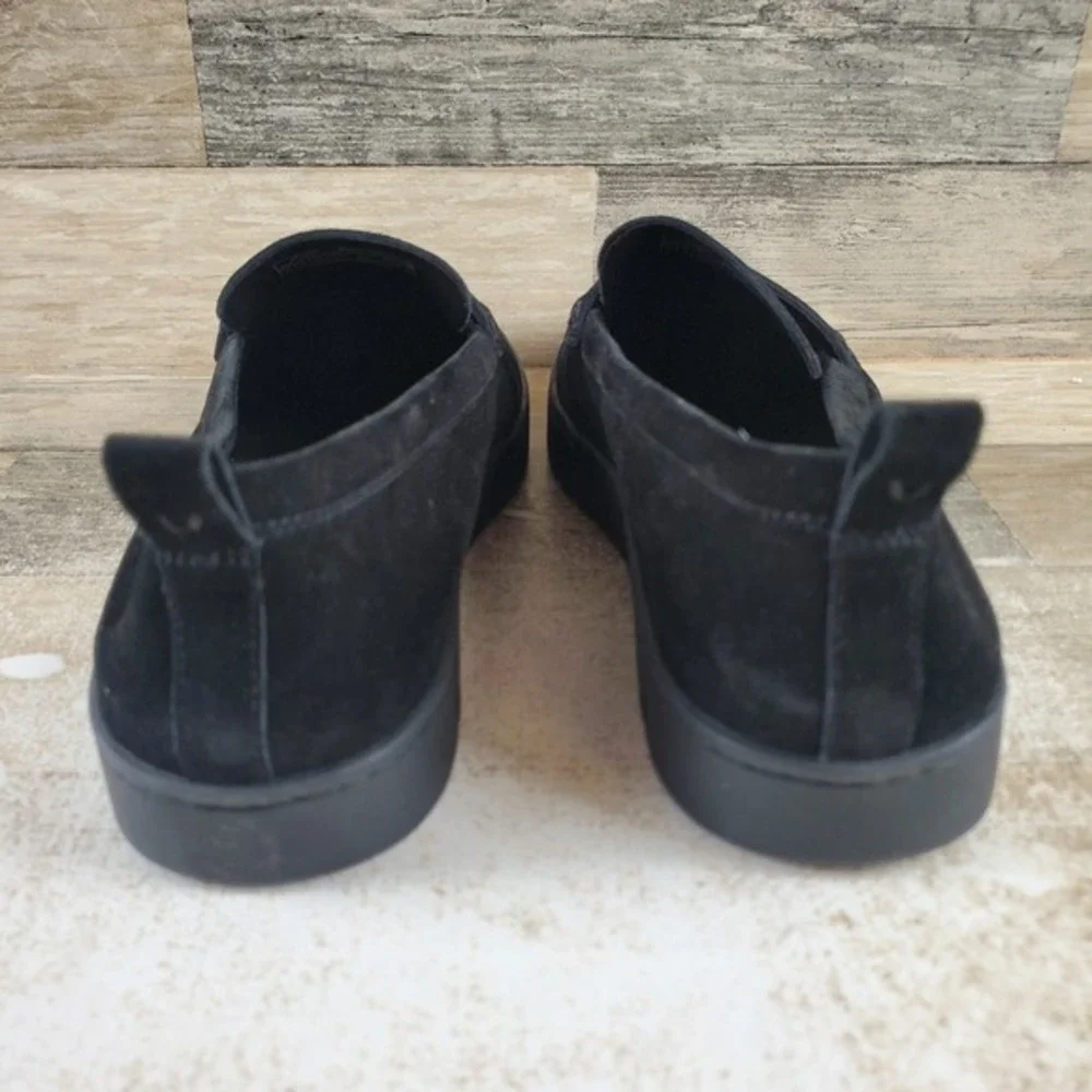 VIONIC Uptown Womens‎ Flat Loafers Sz 11 W Black Suede Leather Slip On Round Toe